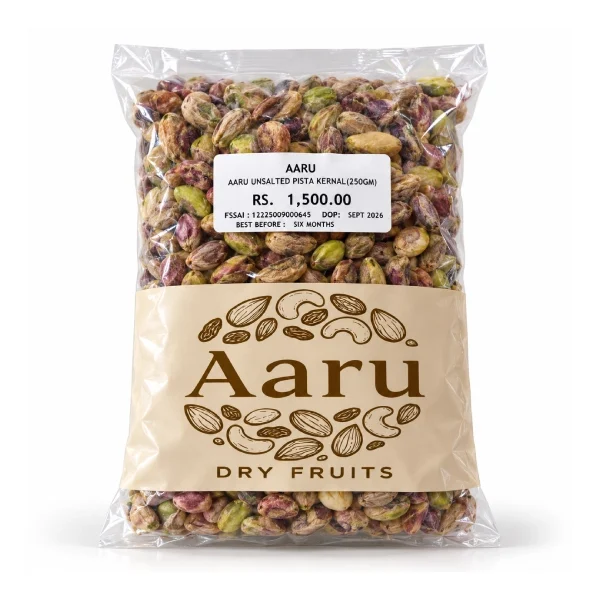 Aaru Premium Unsalted Pista Kernels – Shelled Green Pistachios